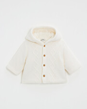 Veste à capuche en laine mérinos Coloris Ecru Natalys
