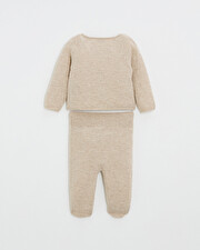 Ensemble brod&eacute; en laine m&eacute;rinos Coloris Beige  Natalys
