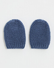 Moufles nouveau-né en laine mérinos Coloris Bleu Natalys