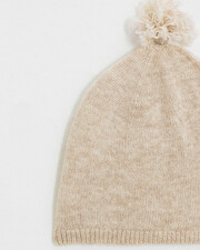 Bonnet à pompon en laine mérinos Coloris Beige Natalys