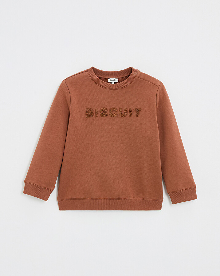 Sweat en molleton animé Coloris brique Natalys