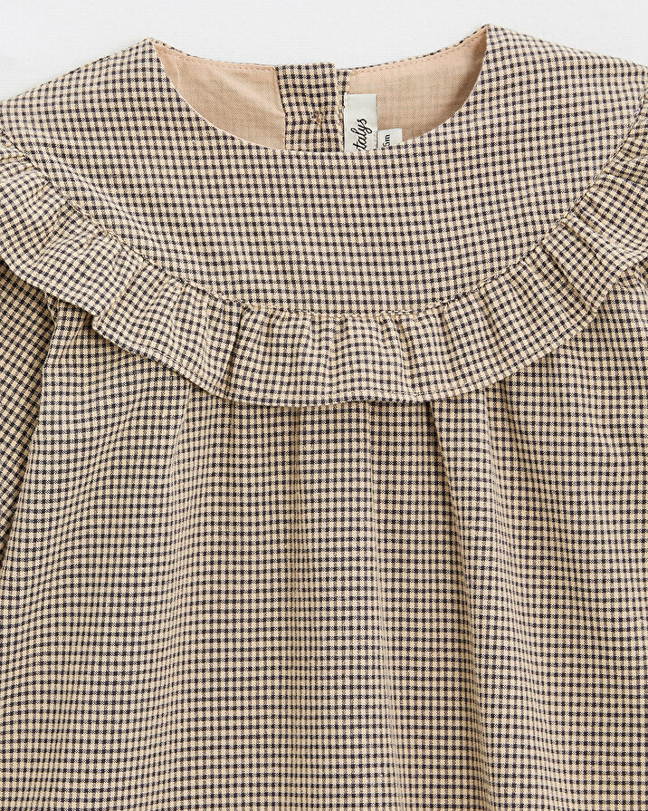 Blouse en vichy Coloris gris anthracite chiné/beige Natalys
