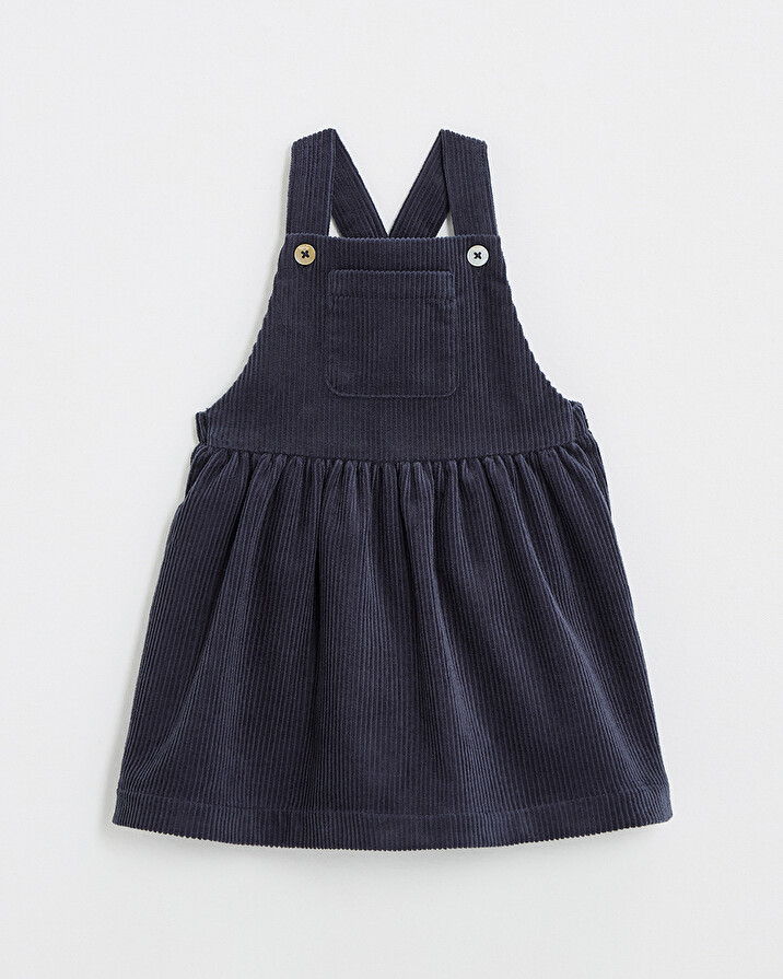 Robe salopette en velours Coloris bleu nocturne Natalys
