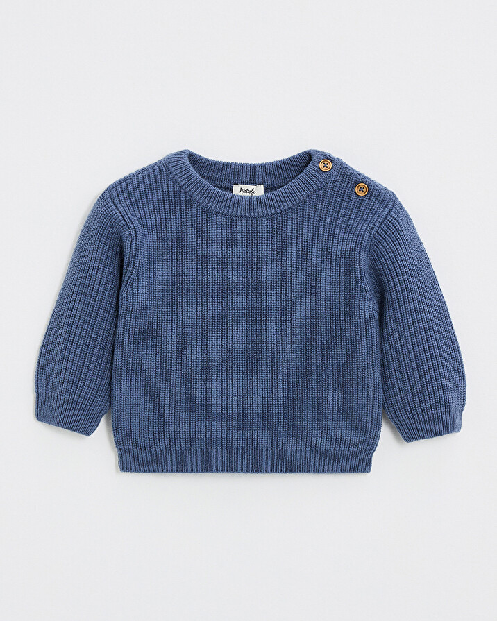 Pull en tricot fantaisie Coloris bleu nocturne  Natalys