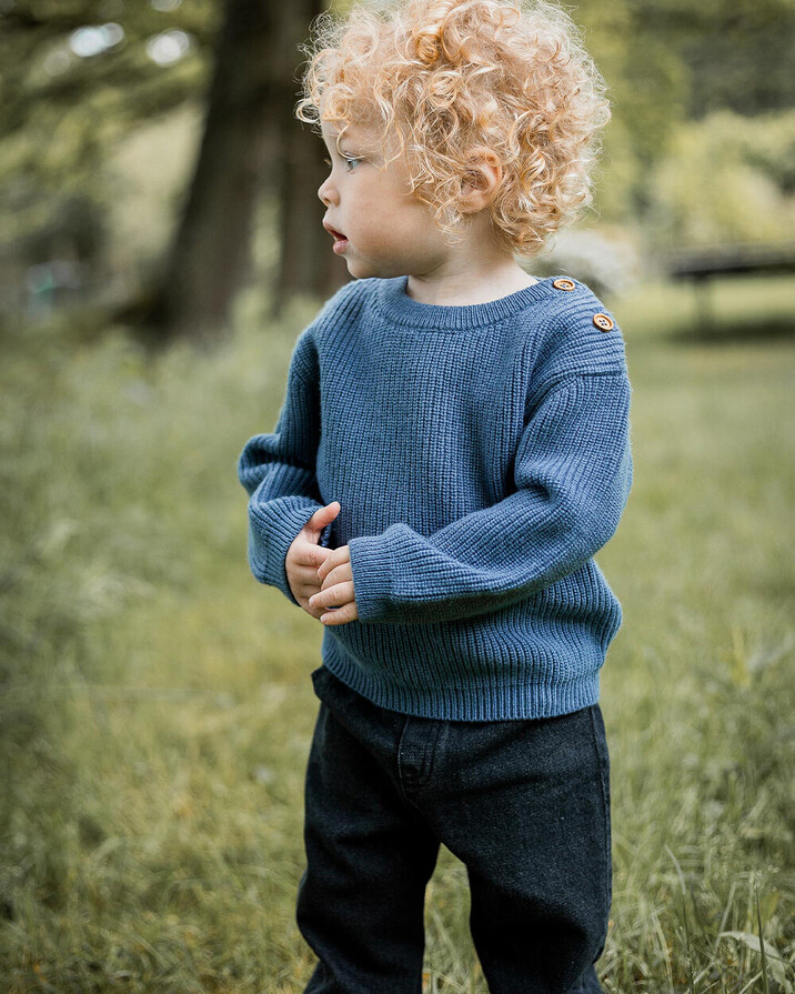 Pull en tricot fantaisie Coloris bleu nocturne Natalys