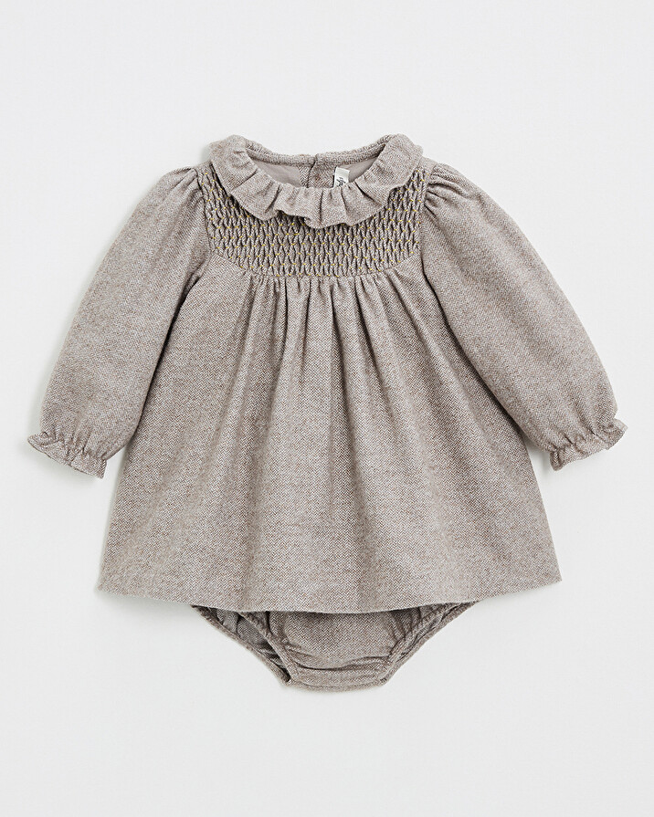 Robe manches longues flanelle Coloris beige Natalys