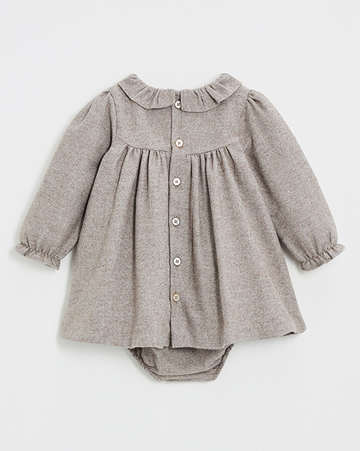 Robe manches longues flanelle Coloris beige Natalys