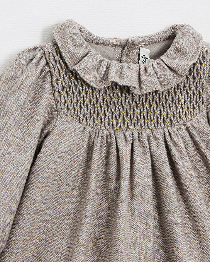 Robe manches longues flanelle Coloris beige Natalys