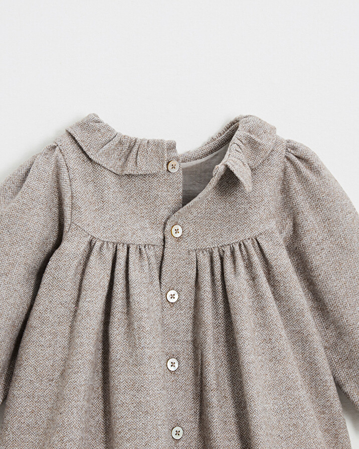 Robe manches longues flanelle Coloris beige Natalys