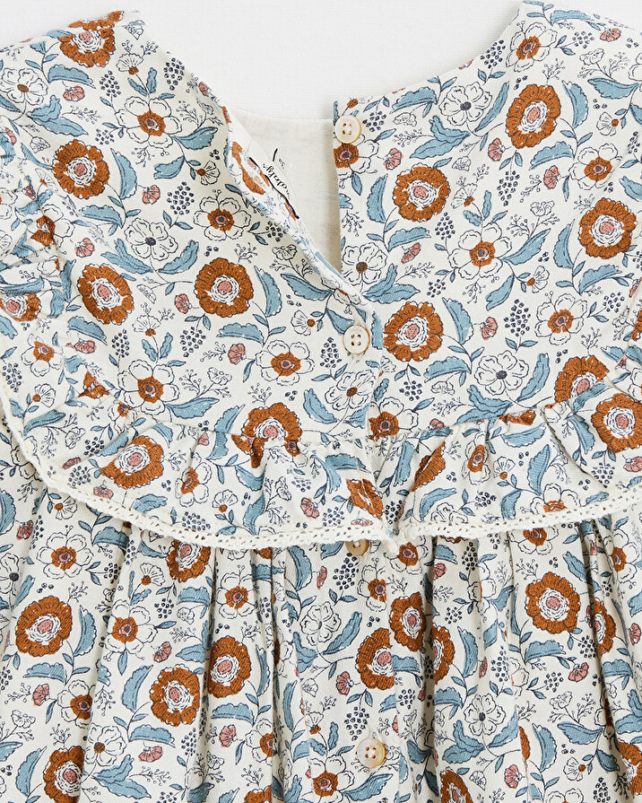 Robe manches longues imprimé Imprimé fleurs folk Natalys
