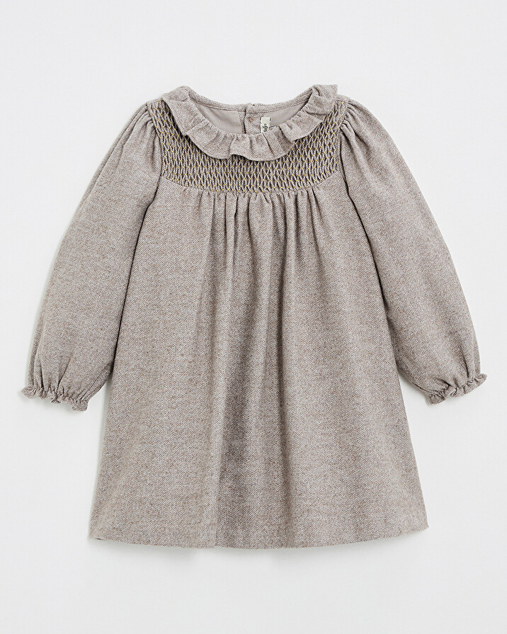 Robe manches longues flanelle Coloris beige Natalys