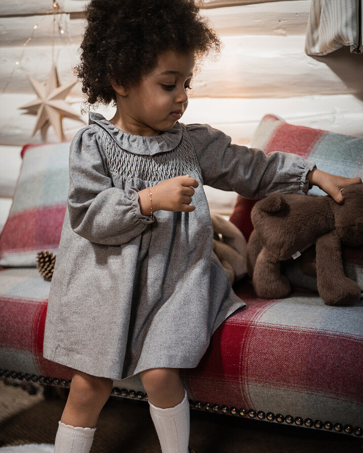 Robe manches longues flanelle Coloris beige Natalys