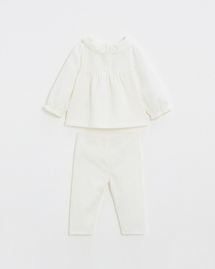 Pyjama deux pièces en velours smocké Coloris écru Natalys