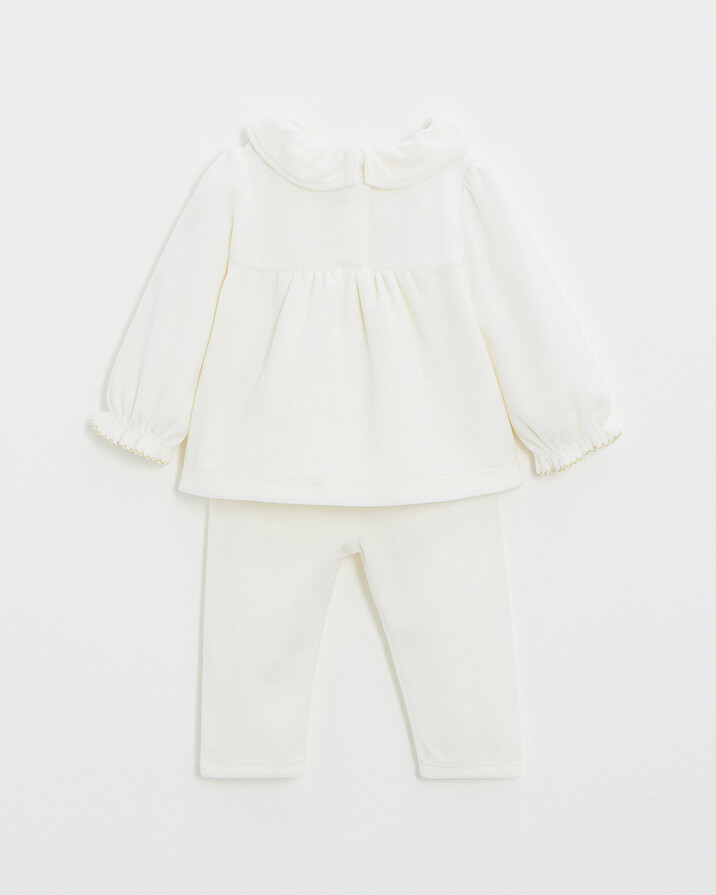 Pyjama deux pièces en velours smocké Coloris écru Natalys