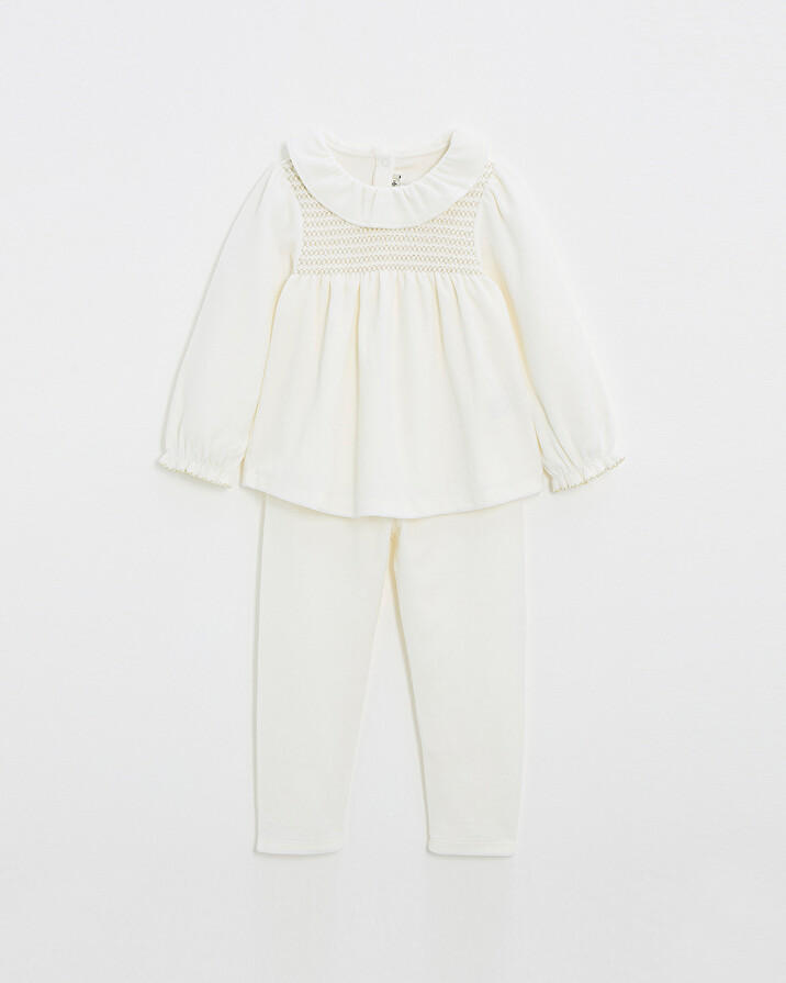 Pyjama deux pièces enfant en velours Coloris écru Natalys