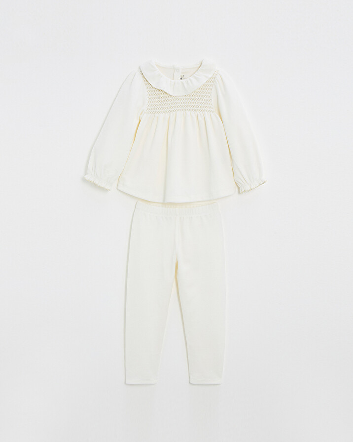 Pyjama deux pièces enfant en velours Coloris écru Natalys