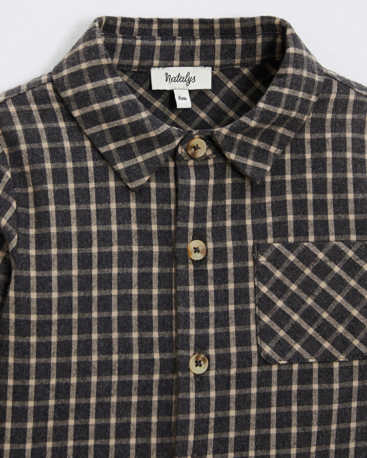 Chemise en flanelle Coloris gris anthracite chiné Natalys