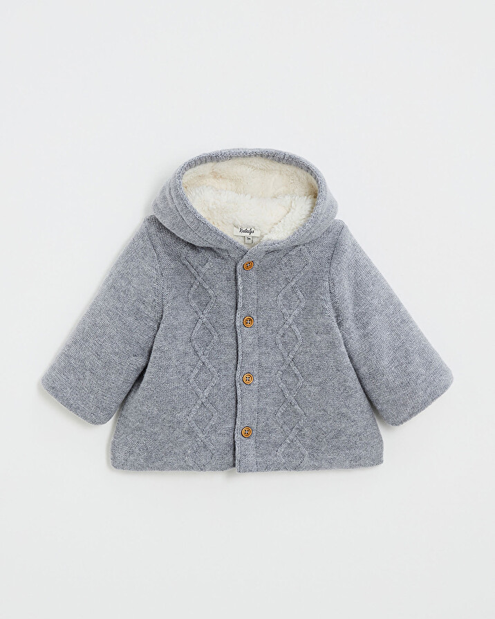 Veste à capuche en laine mérinos Coloris Gris Natalys