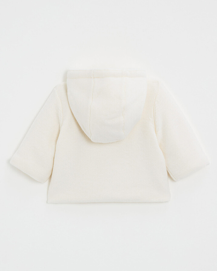 Veste à capuche en laine mérinos Coloris Ecru Natalys