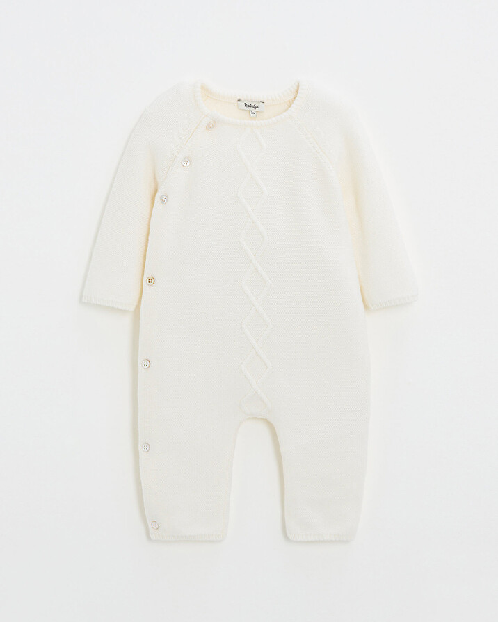 Combinaison longue sans pied en laine mé... Coloris Ecru Natalys