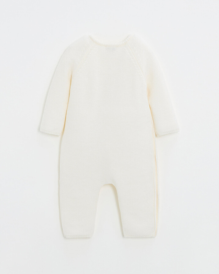 Combinaison longue sans pied en laine mé... Coloris Ecru Natalys