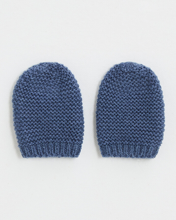 Moufles nouveau-né en laine mérinos Coloris Bleu Natalys