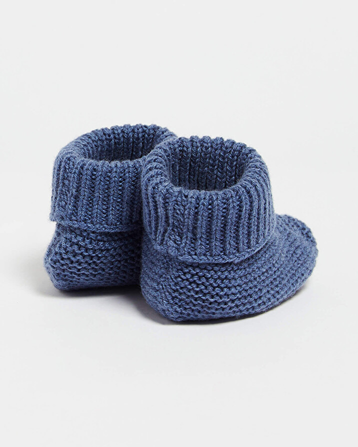 Chaussons en laine mérinos Coloris Bleu Natalys