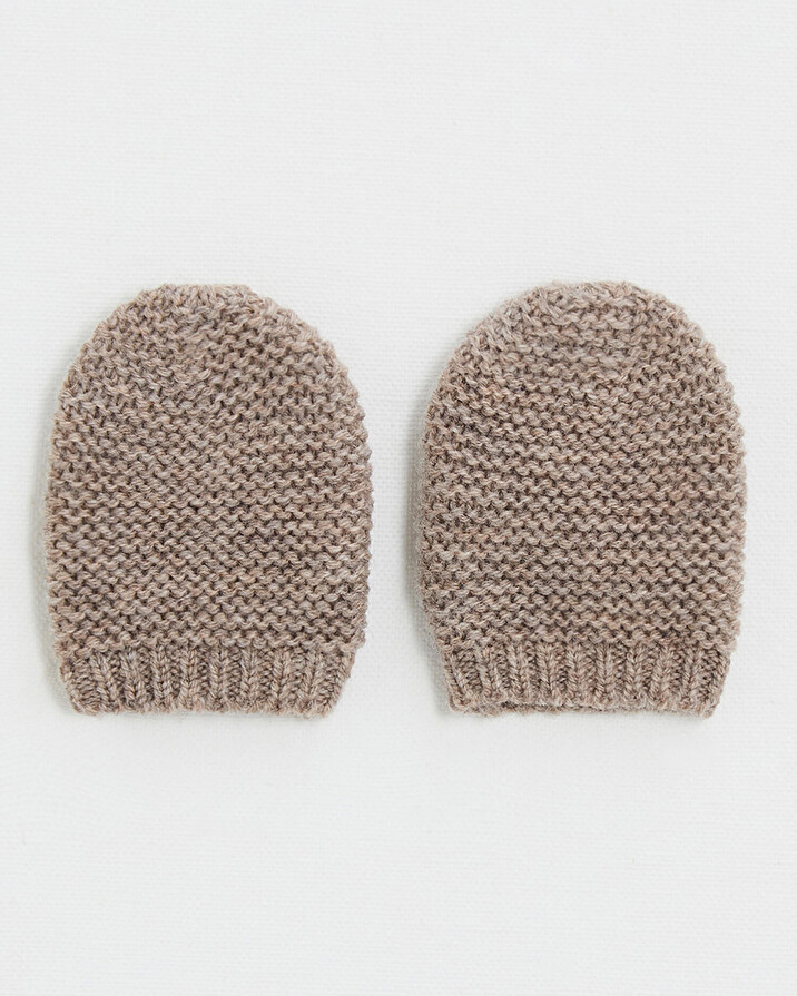 Moufles nouveau-né en laine mérinos Coloris Moka Natalys
