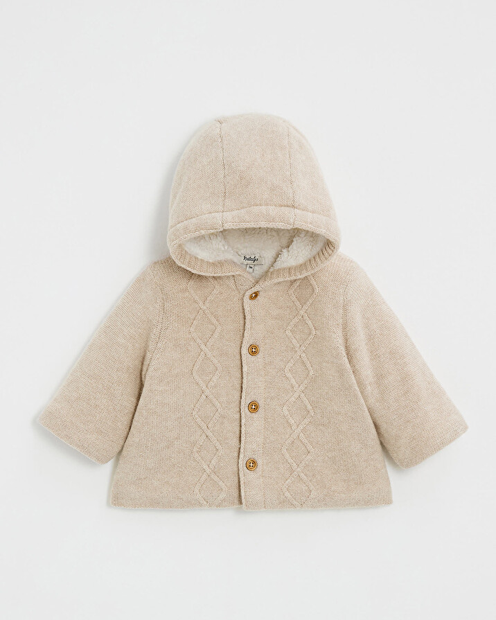 Veste à capuche en laine mérinos Coloris Beige Natalys