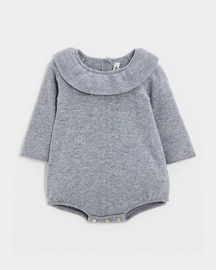 Barboteuse en laine mérinos Coloris Gris Natalys