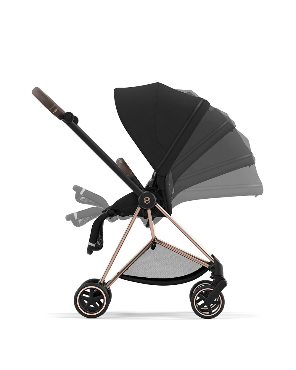Poussette Mios évolutive avec châssis rosegold Coloris deep black Cybex