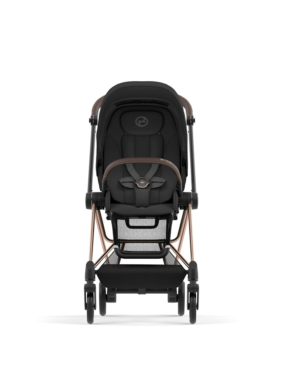 Poussette Mios avec châssis rosegold Coloris deep black Cybex
