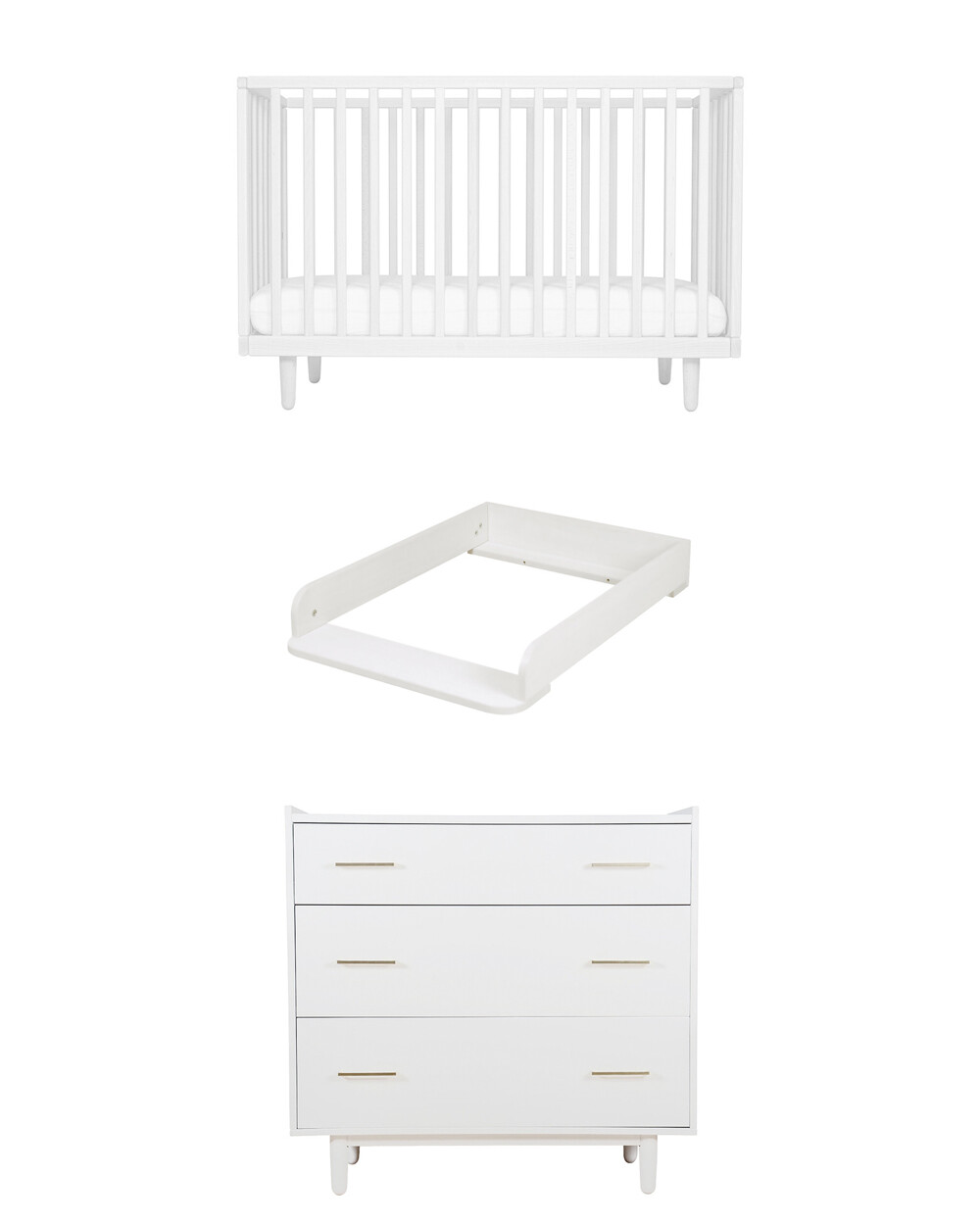 Pack lit évolutif Fantine 60x120 cm + commode + plan à langer Coloris blanc Natalys