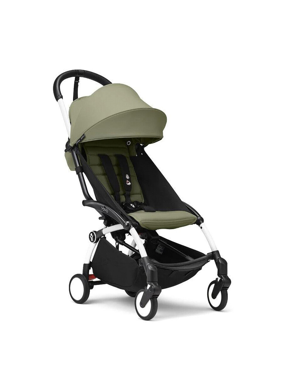 Poussette YOYO³ pack 6+ avec cadre blanc Coloris olive Stokke