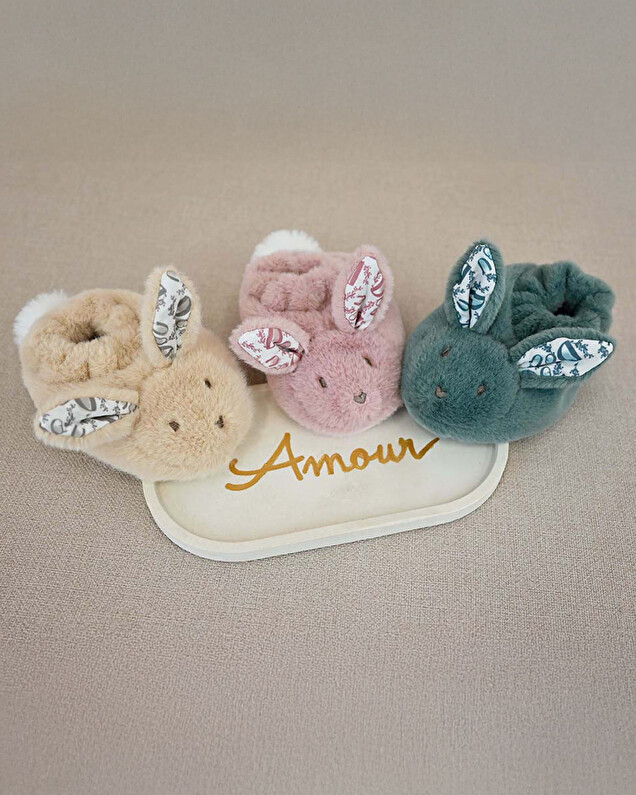 Coffret cadeau chaussons et doudou 15 cm Coloris beige Doudou et Compagnie