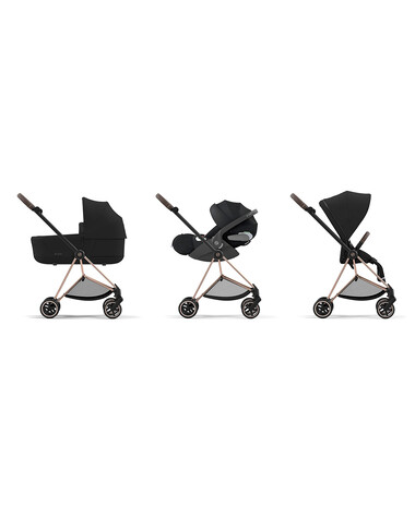 Poussette Mios &eacute;volutive avec ch&acirc;ssis rosegold Coloris deep black  Cybex