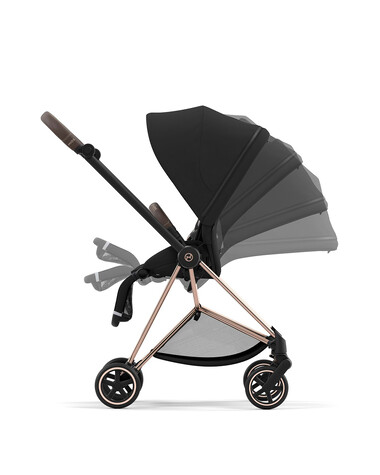 Poussette Mios &eacute;volutive avec ch&acirc;ssis rosegold Coloris deep black  Cybex