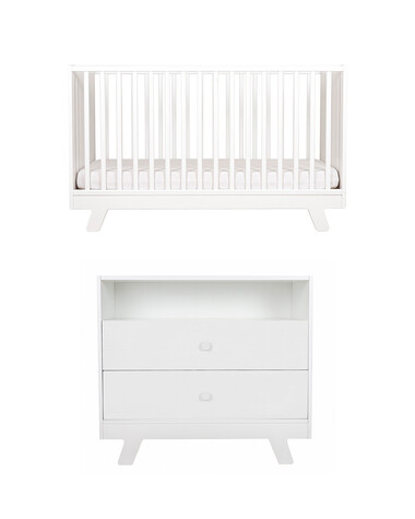 Pack lit &eacute;volutif Lubin 70x140 cm + commode Coloris blanc  Natalys