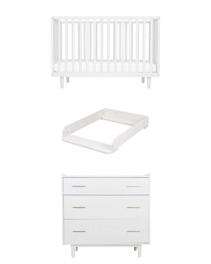 Pack lit évolutif Fantine 60x120 cm + commode + plan à langer Coloris blanc Natalys
