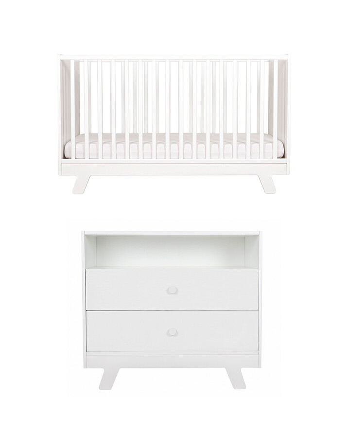 Pack lit évolutif Lubin 70x140 cm + commode Coloris blanc Natalys