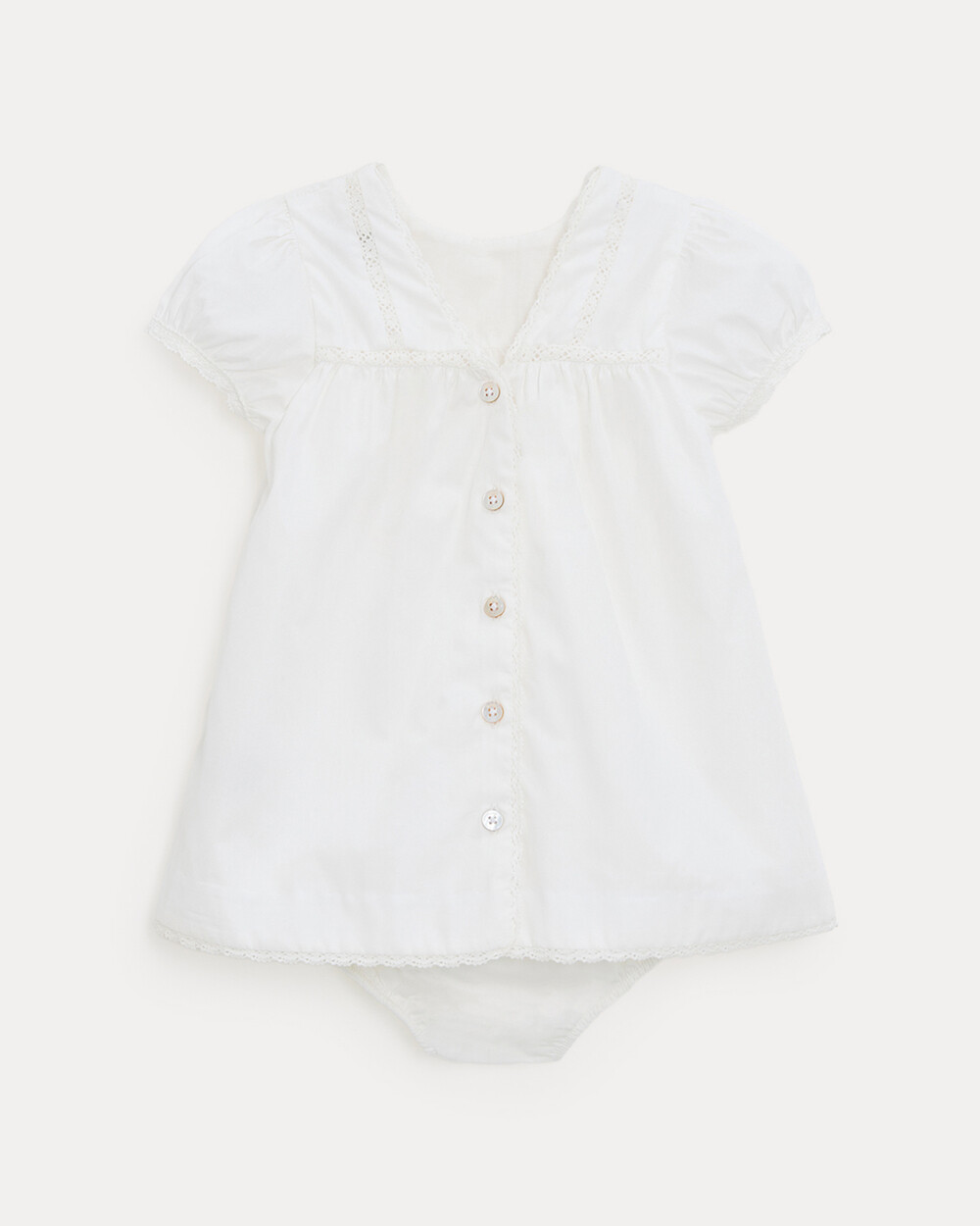 Robe en popeline finition dentelle Grace Coloris écru Natalys