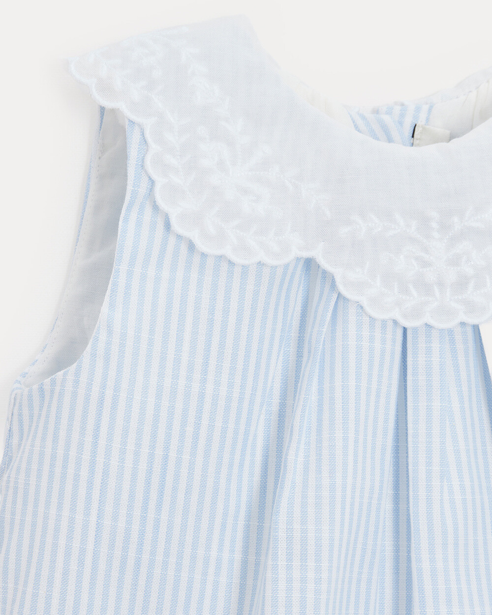 Robe à col brodé Capucine Imprimé rayures ciel Natalys