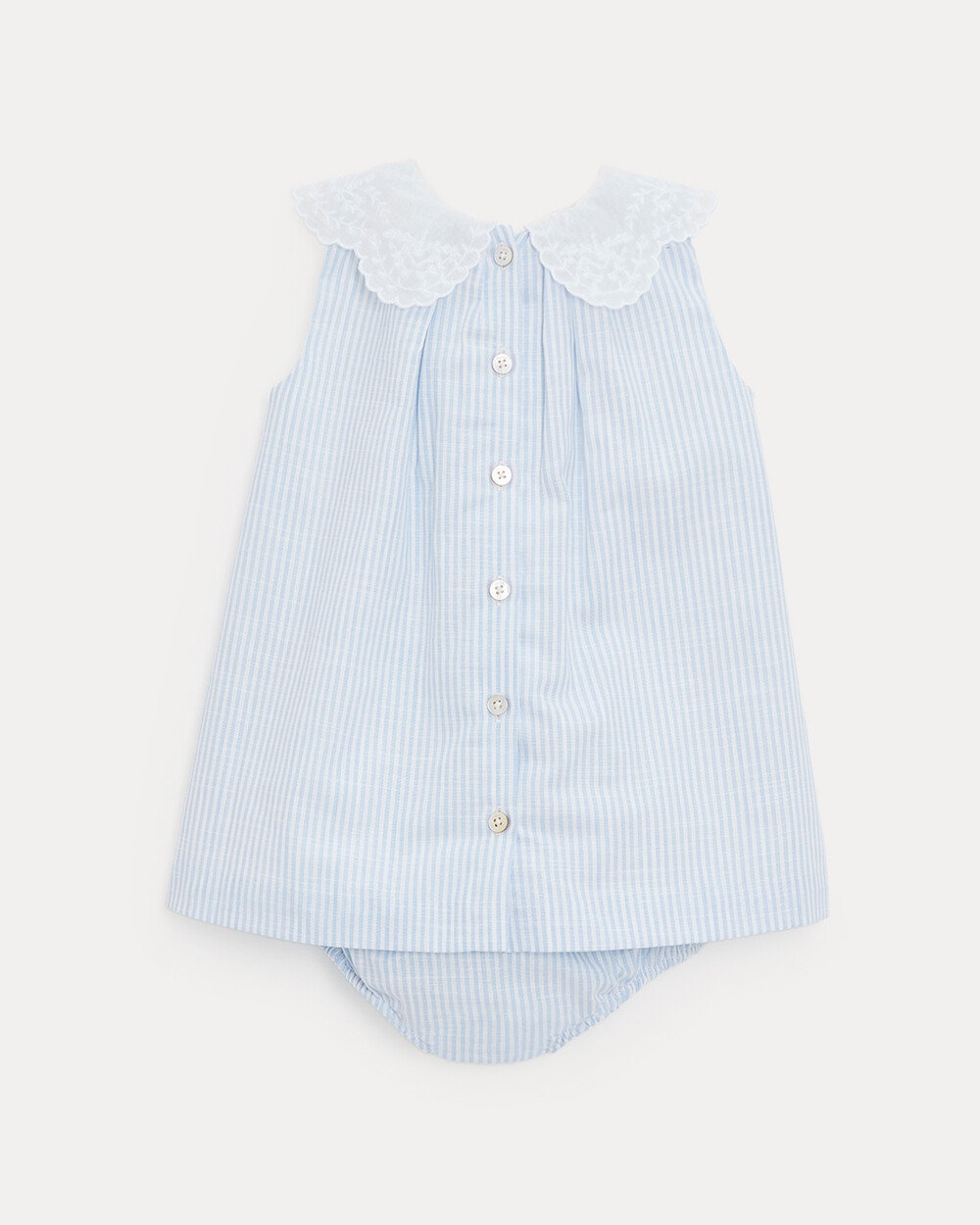 Robe à col brodé Capucine Imprimé rayures ciel Natalys