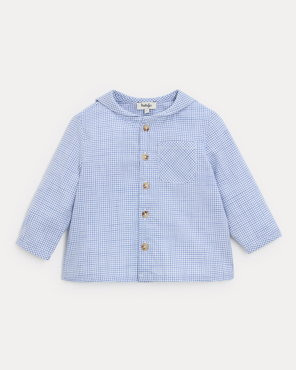 Chemise &agrave; manches longues Augustin Imprim&eacute; carreaux bleu  Natalys