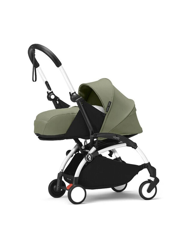 Poussette YOYO³ pack nouveau-né 0+ avec cadre blanc Coloris olive  Stokke