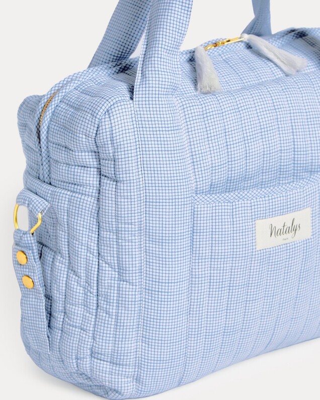 Sac à langer Auguste Imprimé carreaux bleu  Natalys
