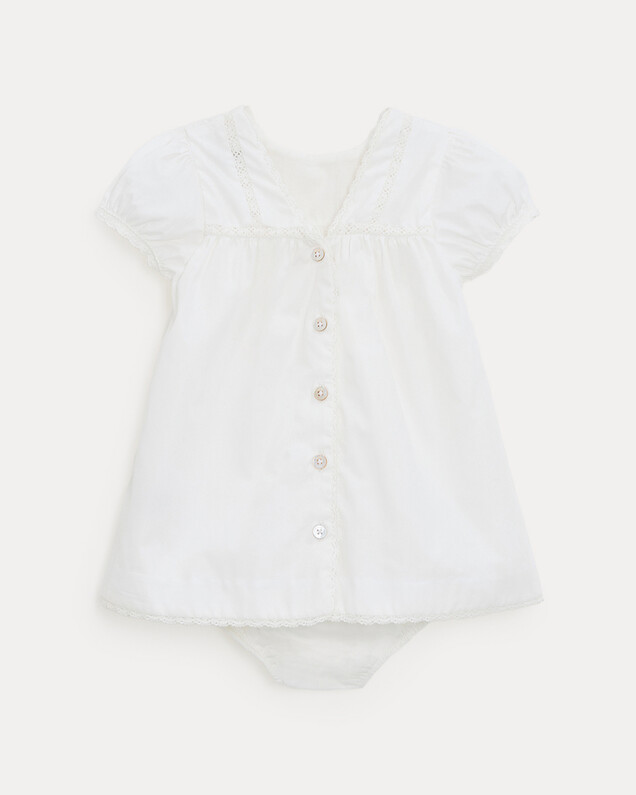 Robe en popeline finition dentelle Grace Coloris écru Natalys