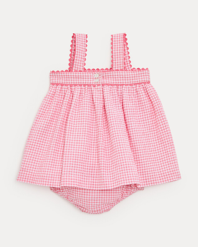 Robe à bretelles en seersucker Romane Imprimé vichy grenadine Natalys