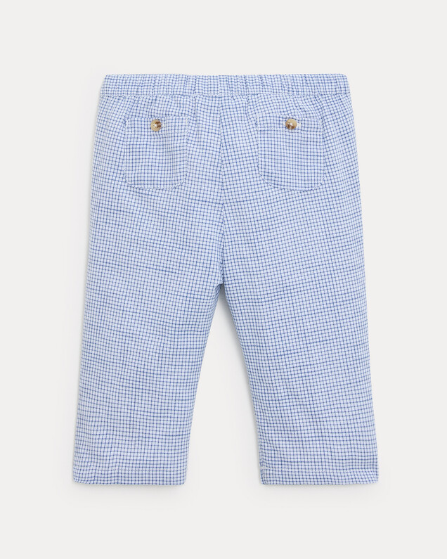 Pantalon en toile de coton Achille Imprimé carreaux bleu Natalys