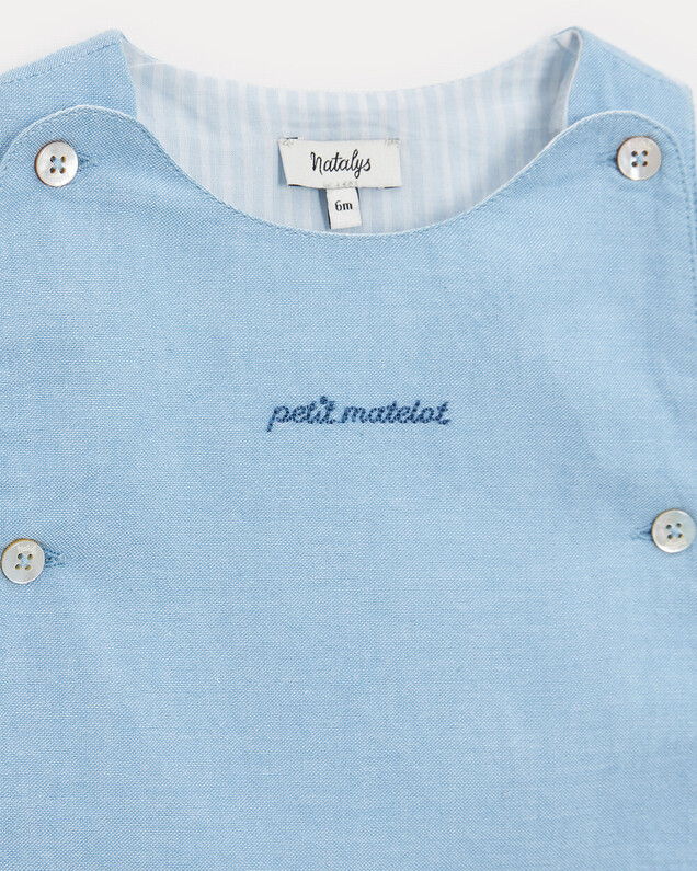 Combinaison longue en chambray Marceau Coloris bleu clair Natalys